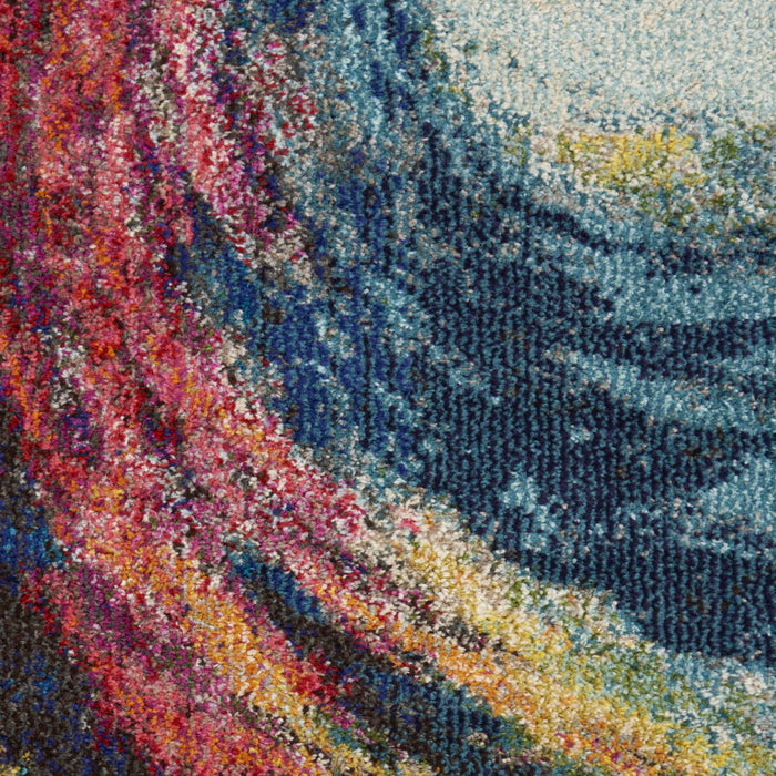 8' X 11' Abstract Non Skid Area Rug - Ivory And Orange