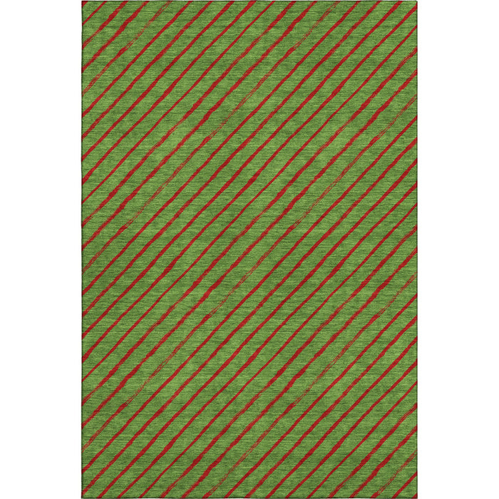 10' X 14' Abstract Geometric Washable Area Rug With UV Protection (701924) - Fern Green / Red
