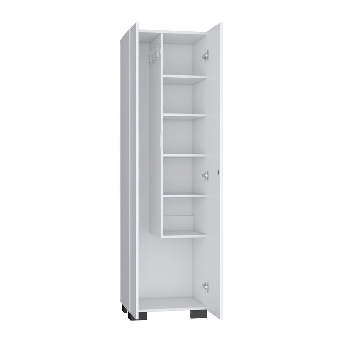 71" Wood Two Door Utility Cabinet - White