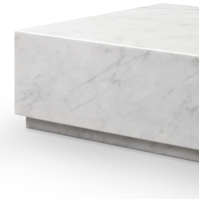 Genuine Marble Block Coffee Table (714513) - White