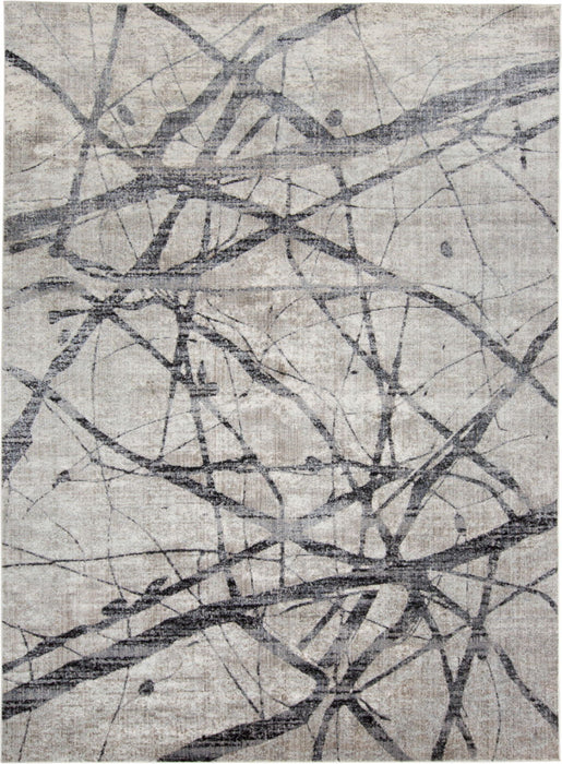 7' x 10' Abstract Stain Resistant Area Rug - Taupe Gray And Ivory