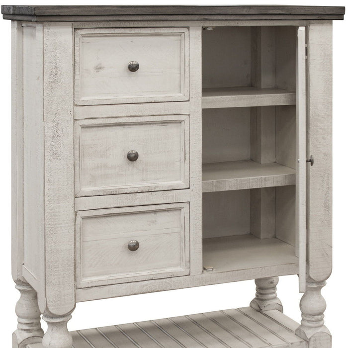 Solid Wood Three Drawer Chest - Gray / Ivory