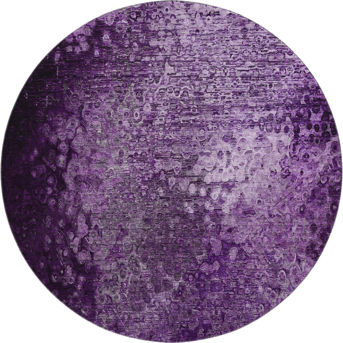 8' Abstract Washable Round Rug With UV Protection (649543) - Purple / Ivory