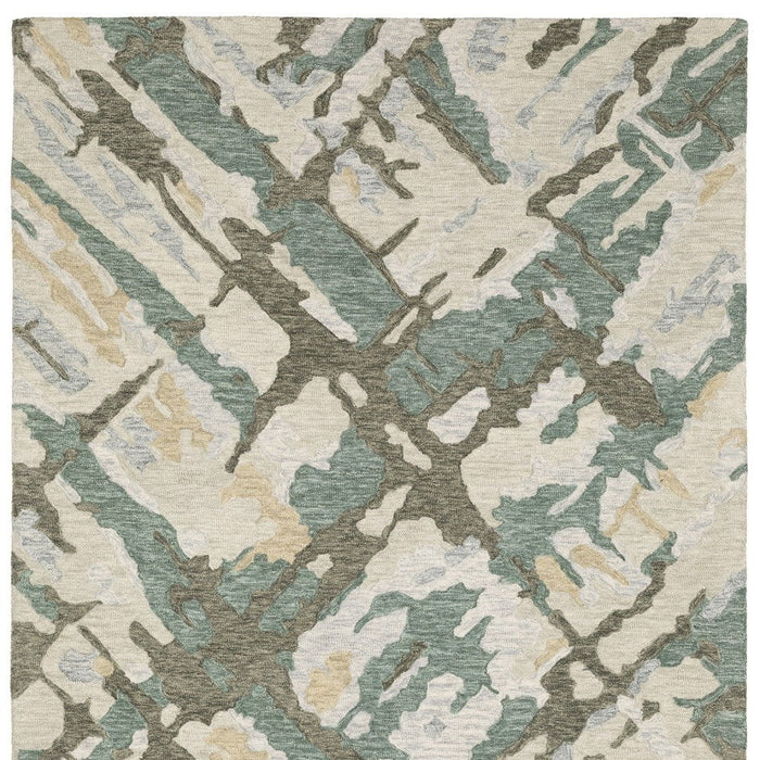 8' X 10' Wool Abstract Hand Tufted Area Rug - Gray And Teal