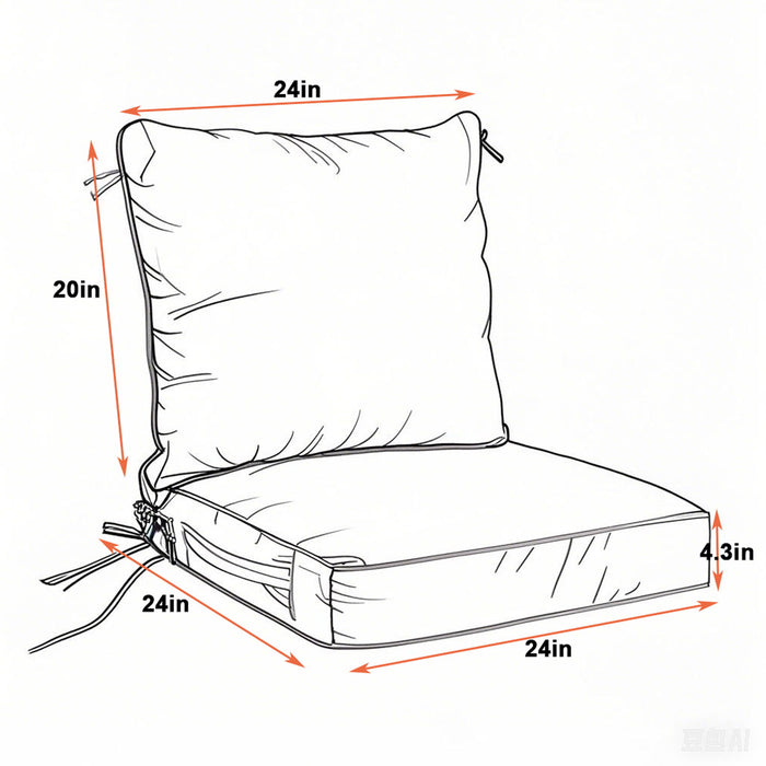 Giga red outdoor deep seat cushion set with waterproof, fade-resistant fabric, removable covers, adjustable straps, and handles on patio furniture