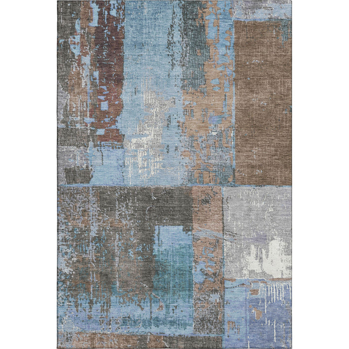 10' X 14' Abstract Washable Area Rug With UV Protection (706247) - Taupe / Blue / Ivory