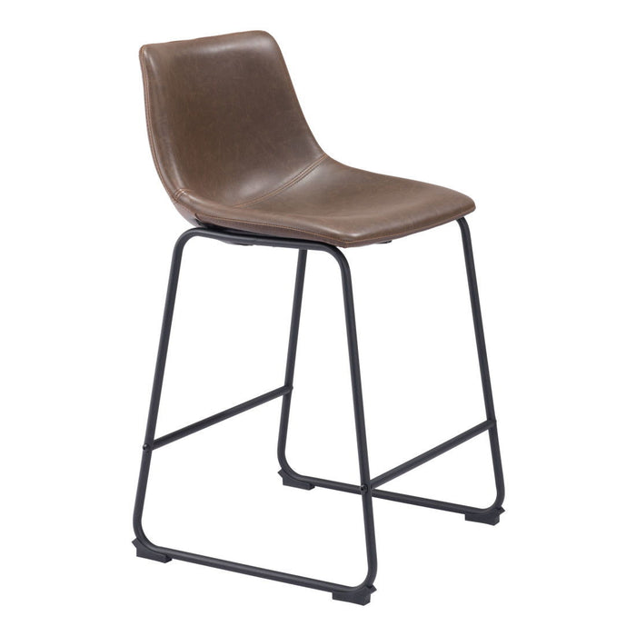 24" Faux Leather And Steel Counter Height Bar Chairs (Set of 2) - Espresso / Black