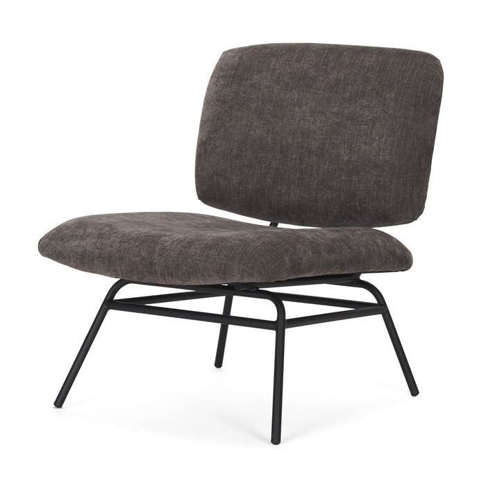 Chenille Metal Slipper Chair - Charcoal / Black