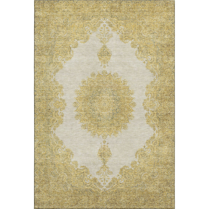 10' X 14' Oriental Washable Area Rug With UV Protection (678898) - Gold / Ivory / Gray