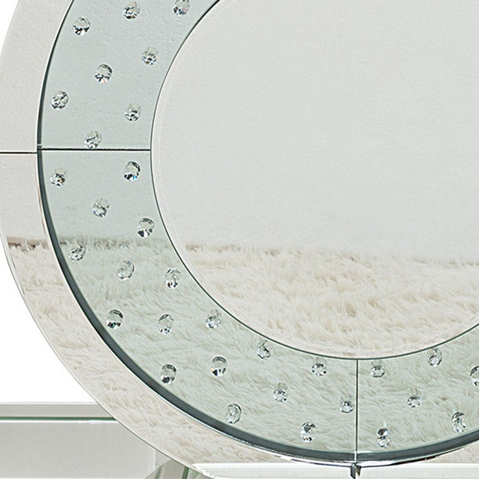 Mirrored Glass Pedestal Console Table - Silver