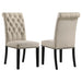 Set of two beige Alana fabric upholstered dining side chairs by CoasterEveryday, featuring comfortable cushioned seats and stylish design.