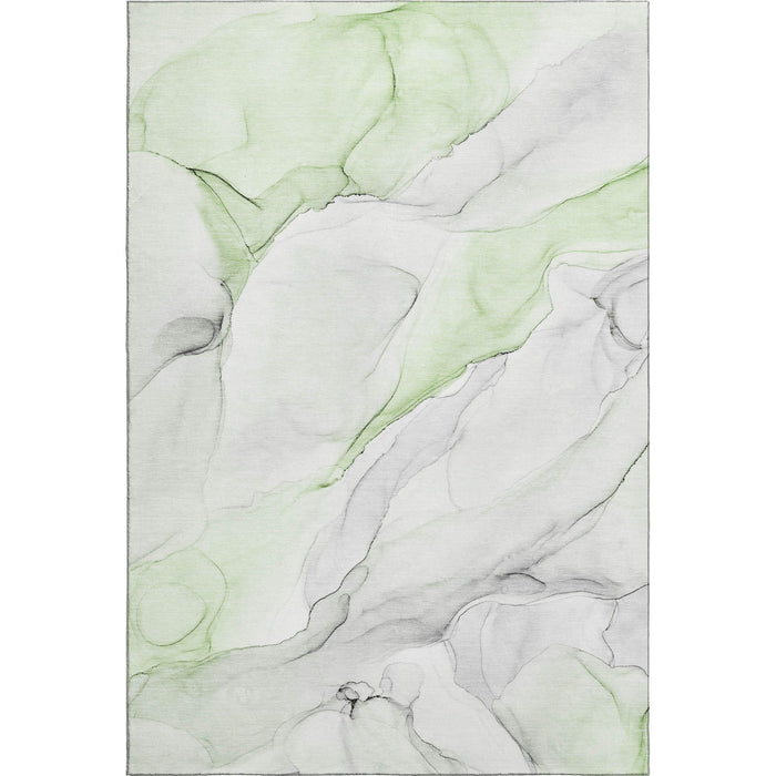 8' X 10' Abstract Washable Area Rug With UV Protection (647144) - Green / Ivory