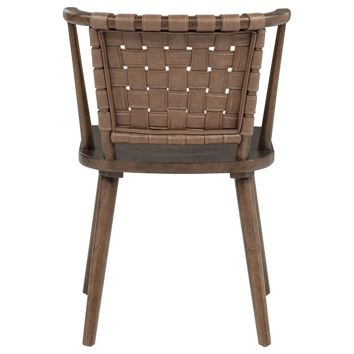 Tallis Woven Faux Leather Back Dining Side Chair Brown (Set of 2)