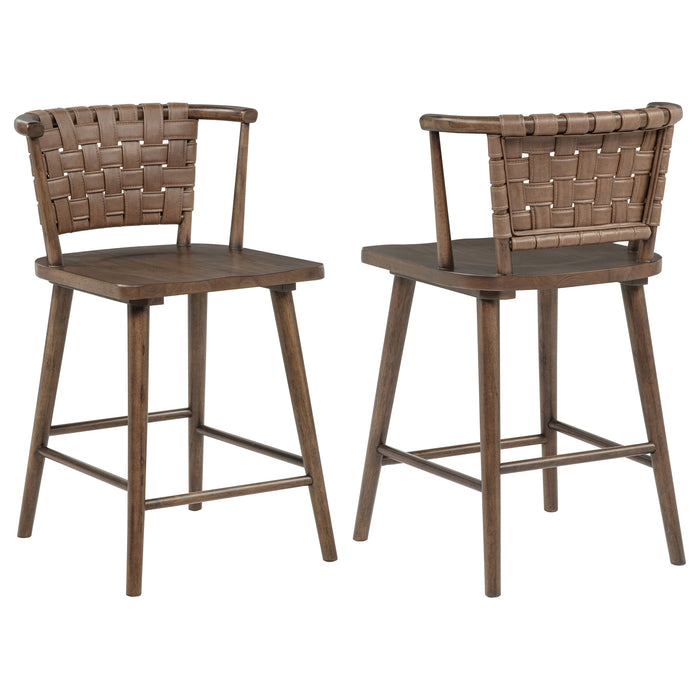 CoasterEveryday Tallis brown woven faux leather back counter chairs, set of 2