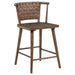 CoasterEveryday Tallis brown faux leather counter chairs with woven backs, set of 2