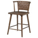 Tallis woven faux leather back counter chairs in brown by CoasterEveryday, set of 2