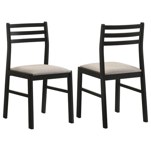CoasterEveryday Sykes black and beige fabric upholstered ladder back side chairs, set of 2