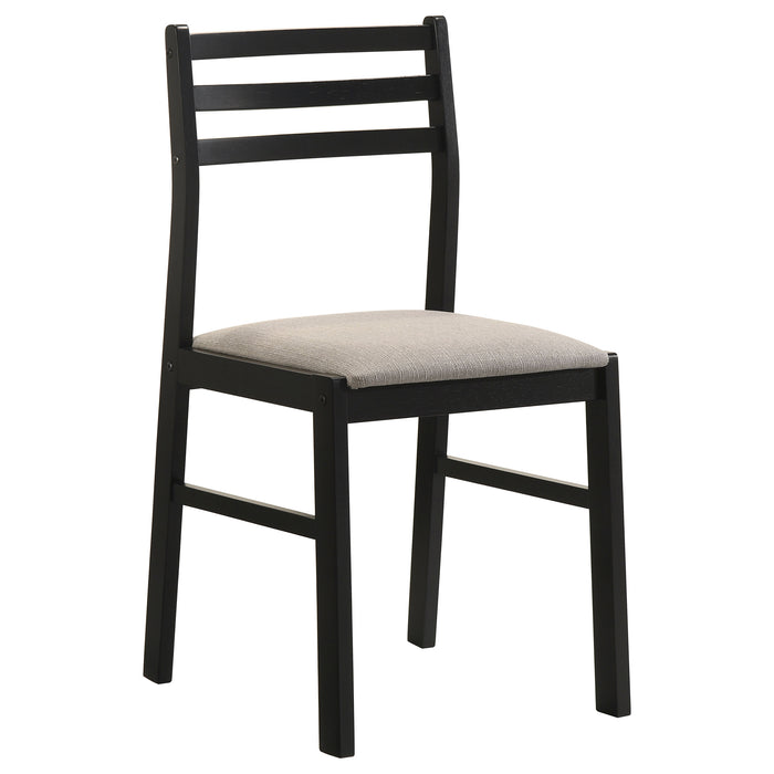 CoasterEveryday Sykes black and beige fabric upholstered ladder back side chairs, set of 2