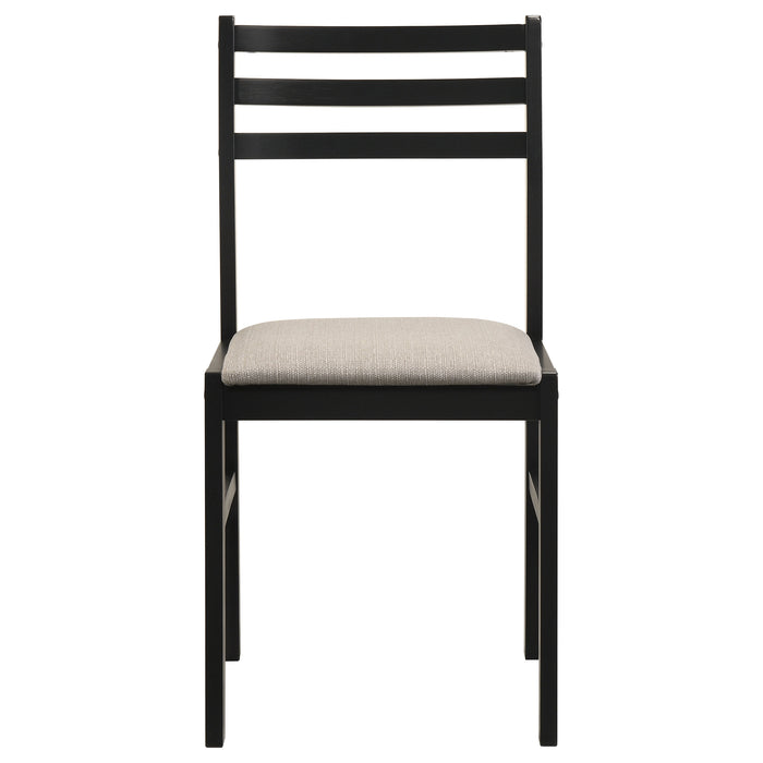 Sykes black and beige fabric upholstered ladder back side chairs by CoasterEveryday, set of 2
