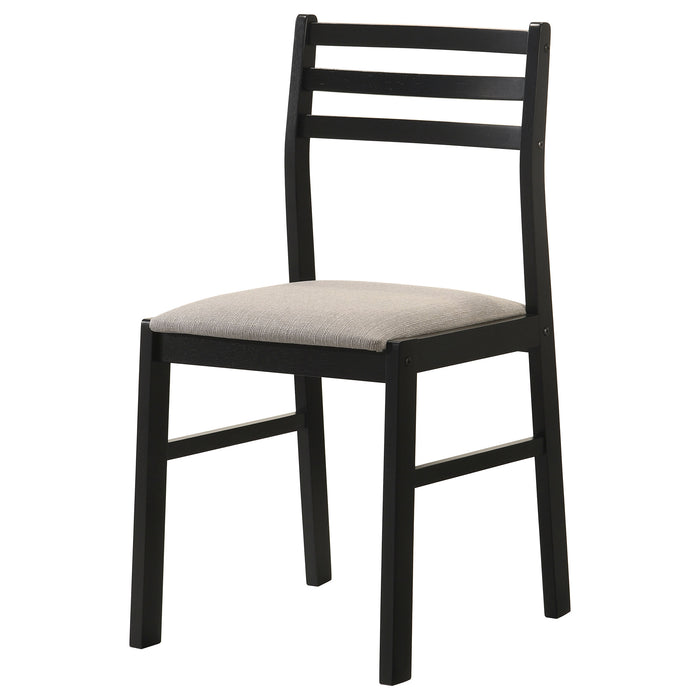 CoasterEveryday Sykes black and beige fabric upholstered ladder back side chairs, set of 2
