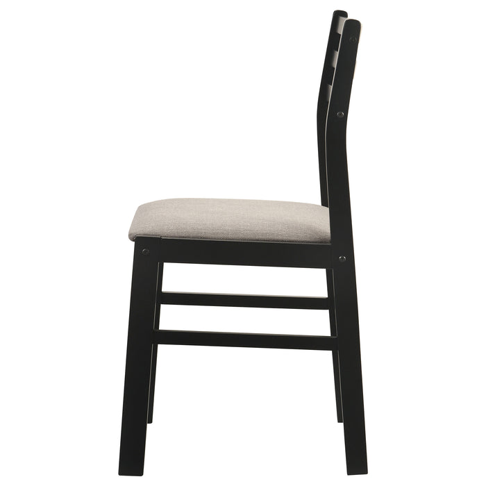 CoasterEveryday Sykes black and beige fabric upholstered ladder back side chairs, set of 2