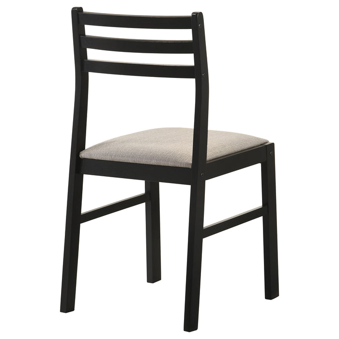CoasterEveryday Sykes black and beige fabric upholstered ladder back side chairs, set of 2