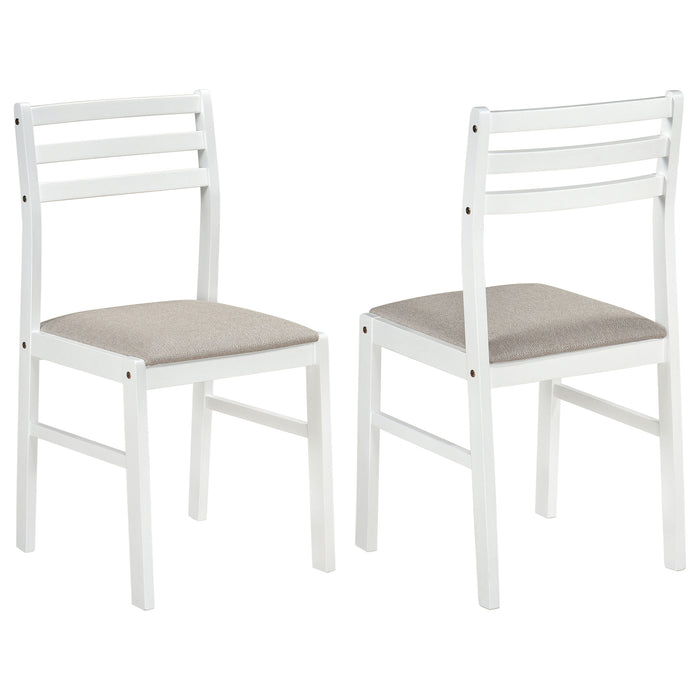CoasterEveryday Sykes white and beige fabric upholstered ladder back side chairs, set of 2