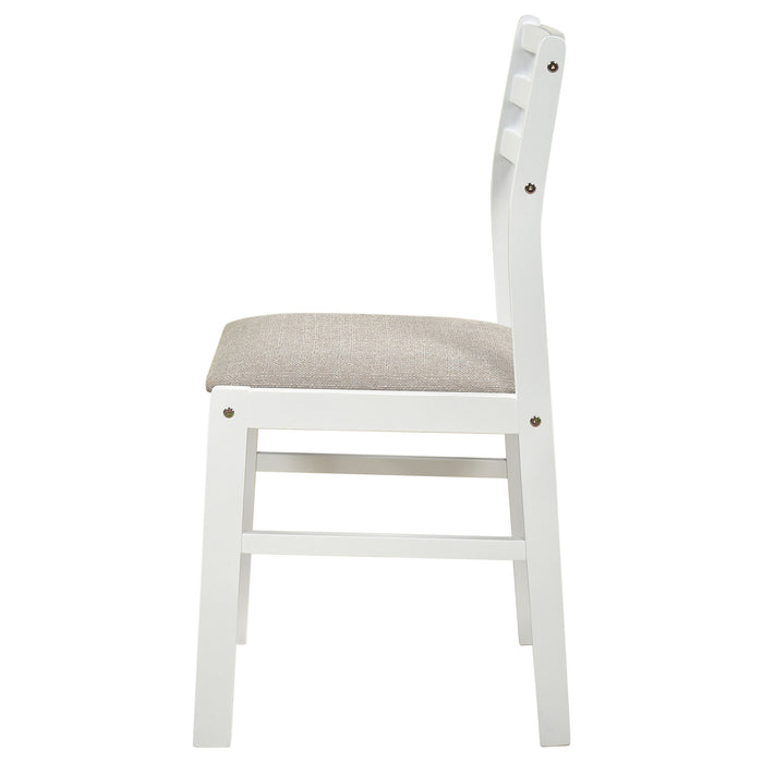 CoasterEveryday Sykes white and beige fabric upholstered ladder back side chairs, set of 2