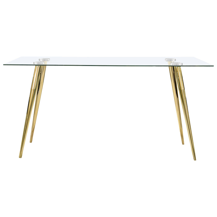 Gilman Rectangular 64-inch Glass Top Dining Table Gold