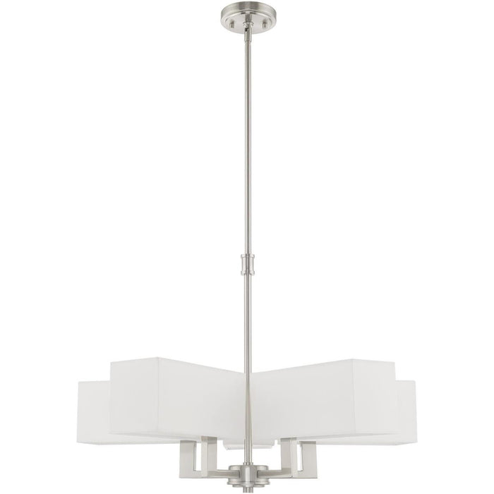 21" Five-Light Dimmable Chandelier With Shades - Nickel