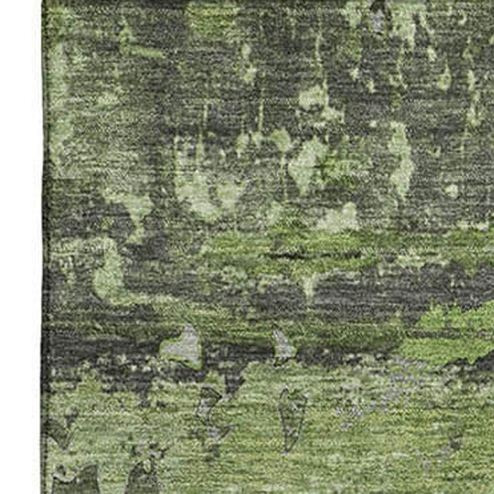 10' X 14' Abstract Washable Area Rug With UV Protection (648856) - Green / Gray