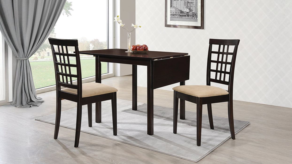 Kelso 3-piece Drop Leaf Dining Table Set Cappuccino and Tan