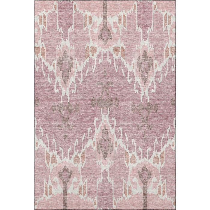 8' X 10' Ikat Washable Area Rug With UV Protection - Blush And Ivory