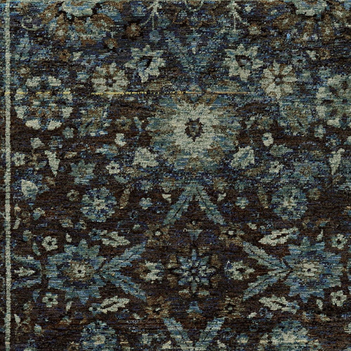 7' x 10' Oriental Power Loom Area Rug - Navy Blue