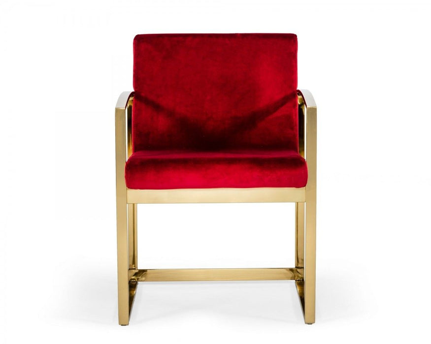 Lux Red Velvet Armchair - Red And Gold
