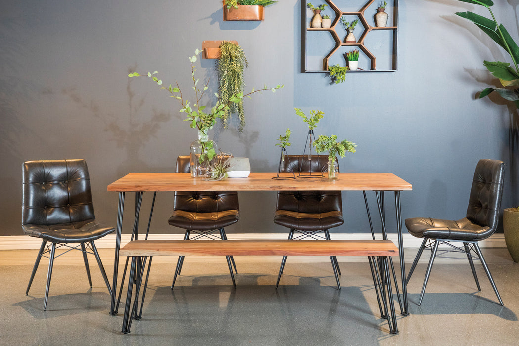 CoasterElevations Sherman 71-inch live edge dining table in natural acacia wood with a rustic, organic design.