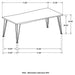 Sherman 71-inch natural acacia live edge dining table by CoasterElevations, showing the wood's rich grain and sleek modern design.