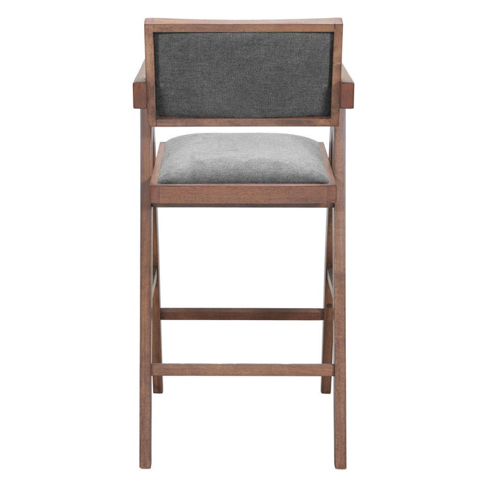 Solid Wood Fabric Low Back Bar Chairs (Set of 2) - Gray