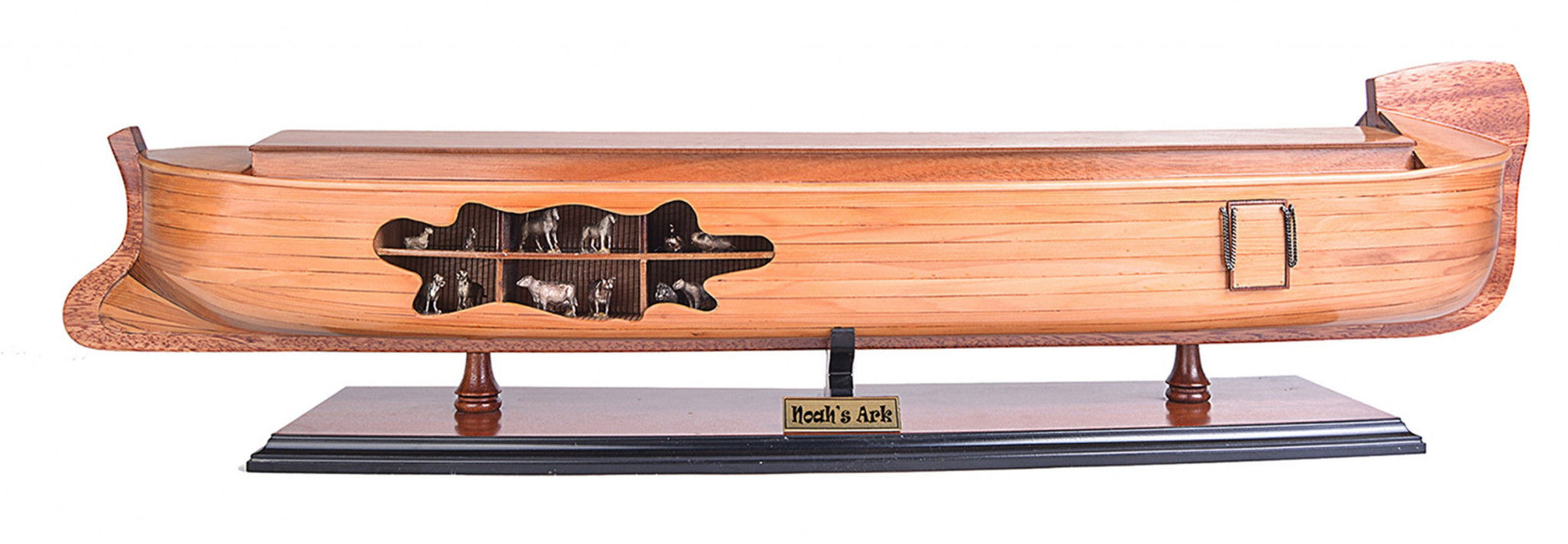 Wooden Hand Painted Decorative Boat - Brown