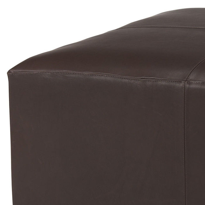 Plywood Genuine Leather Cocktail Ottoman - Brown