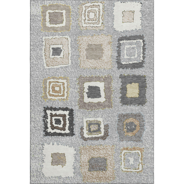 10' X 14' Geometric Washable Area Rug With UV Protection (710999) - Gray / Ivory / Beige