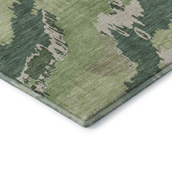 10' X 14' Abstract Washable Area Rug With UV Protection (668663) - Green / Ivory / Beige