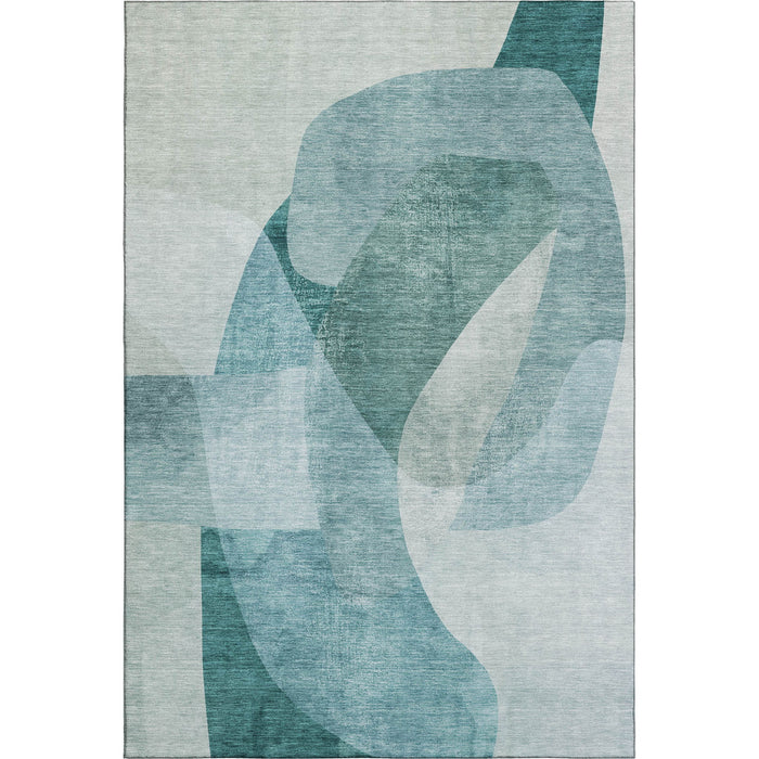 10' X 14' Abstract Washable Area Rug With UV Protection (716689) - Teal / Pale Aqua
