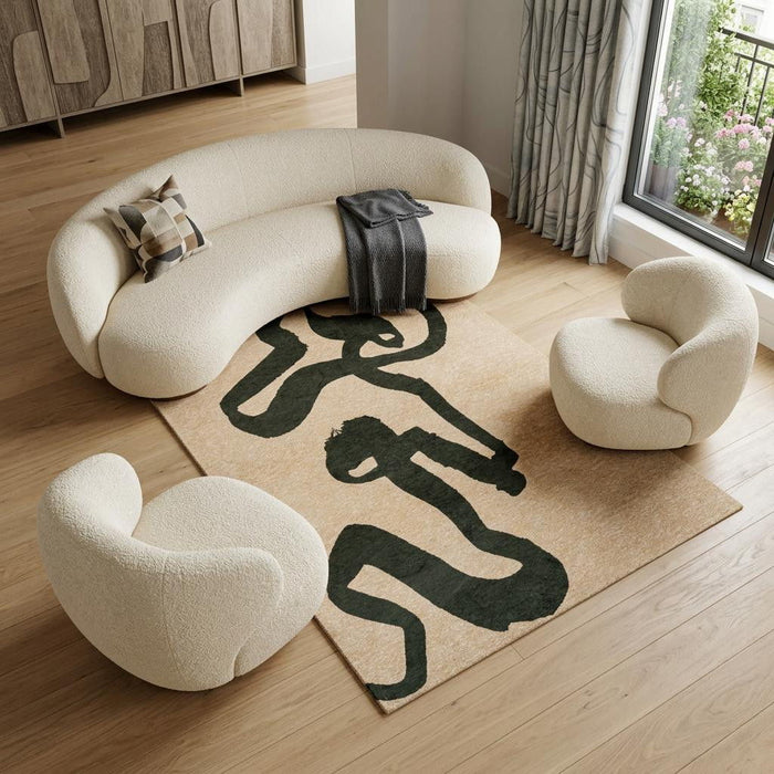 7' X 9' Abstract Washable Area Rug With UV Protection (610010) - Beige / Green