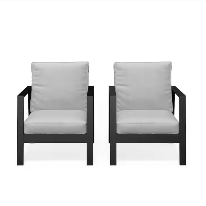 Giga all-weather ergonomic patio armchairs with thick cushions, set of 2, designed for outdoor comfort and durability.