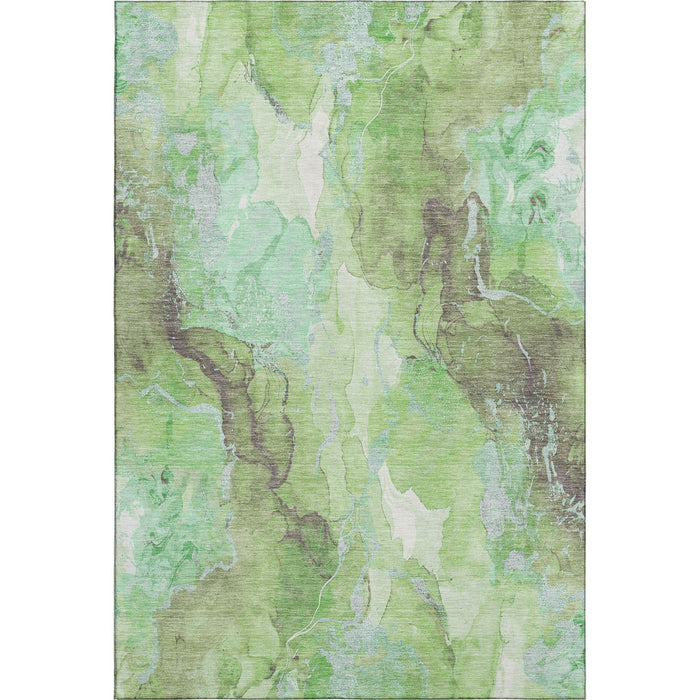 10' X 14' Abstract Washable Area Rug With UV Protection (701311) - Green / Charcoal
