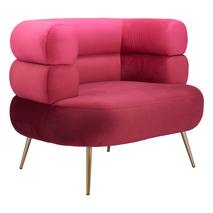 41" Velvet And Upholstered Arm Chair - Red / Gold