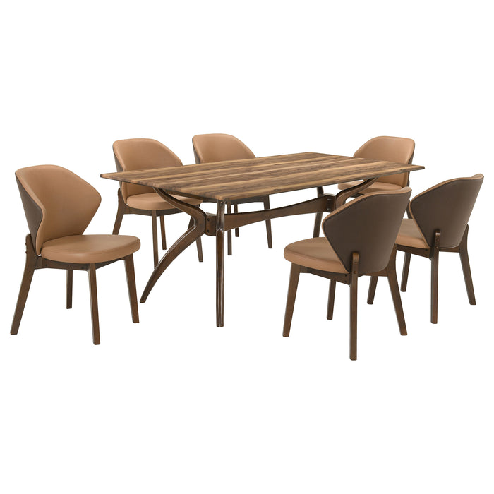 Randolph 7-piece SmartTop rectangular dining set in sheesham and brown by CoasterEveryday