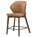 Set of two CoasterEveryday Randolph upholstered counter height chairs in butterscotch and brown with cushioned seats and high back support.