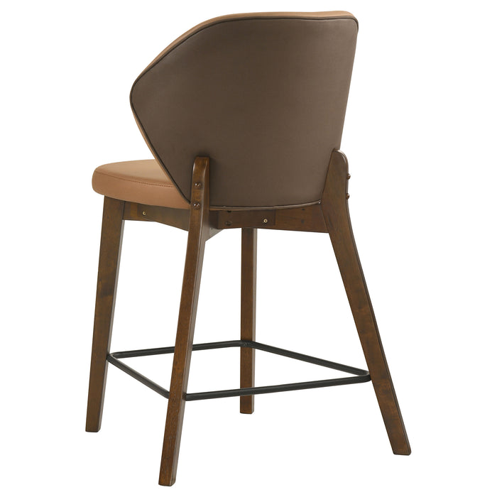 CoasterEveryday Randolph upholstered counter height chairs in butterscotch and brown, set of 2